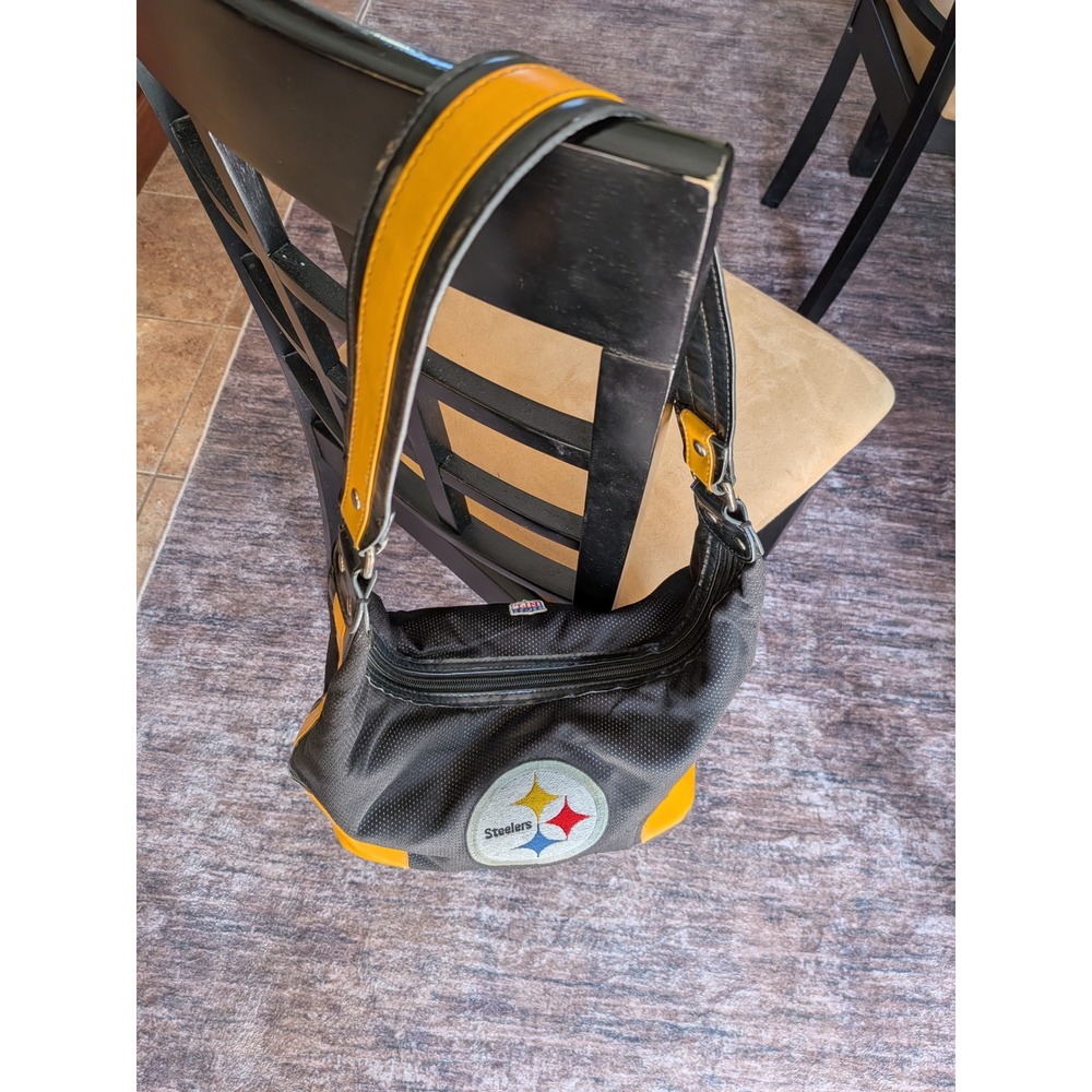 NFL Pittsburgh Steelers Hobo Bag Littleearth Black Yellow Mesh Shoulder Purse - Picture 4 of 16